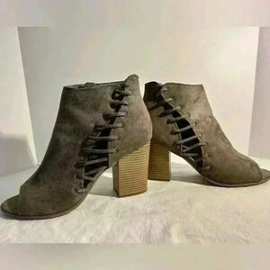 Suede Booties with Lace-up Design